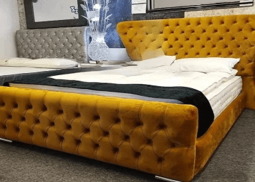 wingback mink sleigh bed - 0