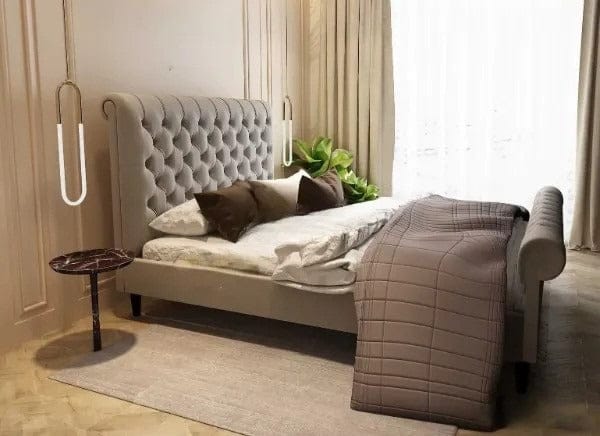 atlas plush fabric ottoman sleigh bed king size