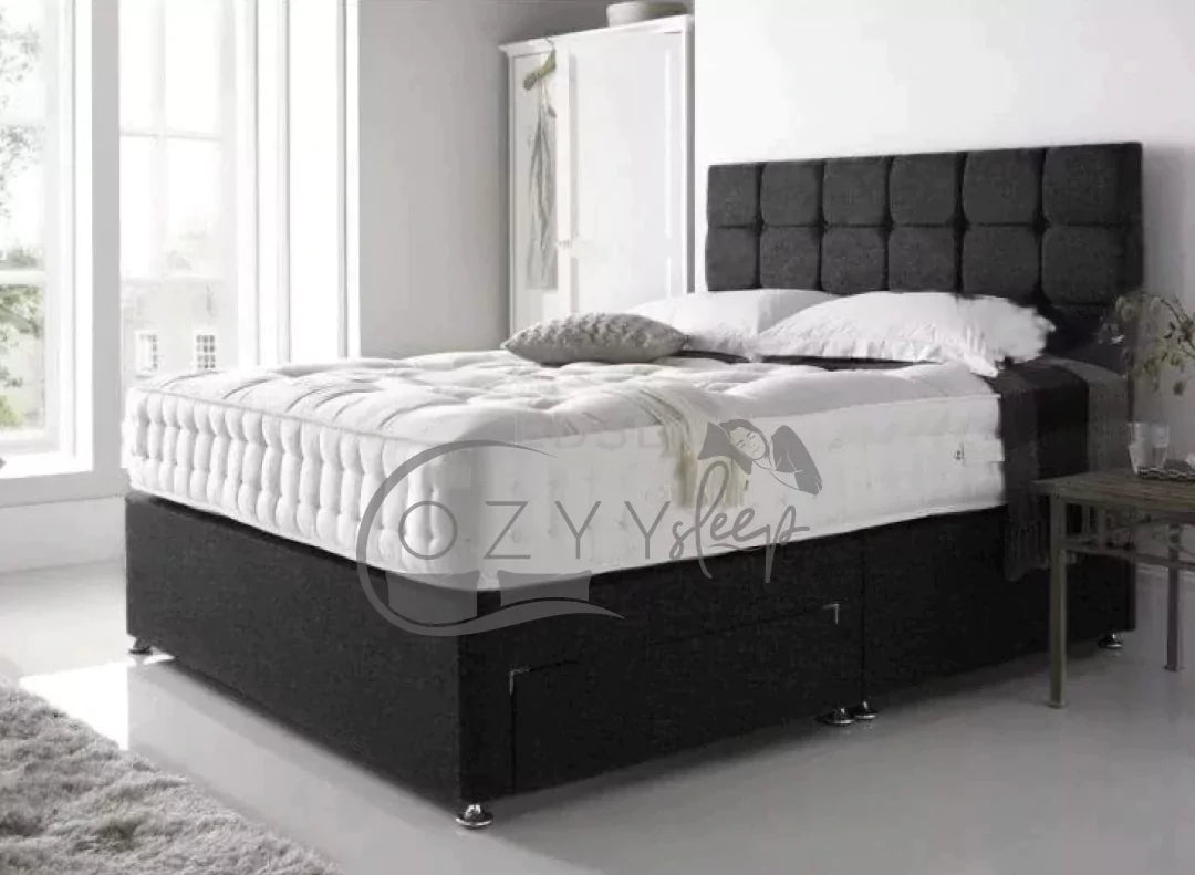 Cozyysleep Linen Look Divan Bed with Mattress Cozyy Sleep