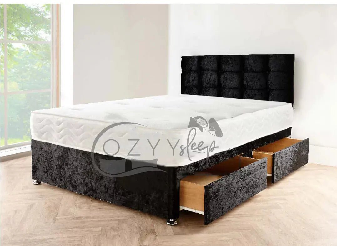 Black crushed deals velvet diamante bed