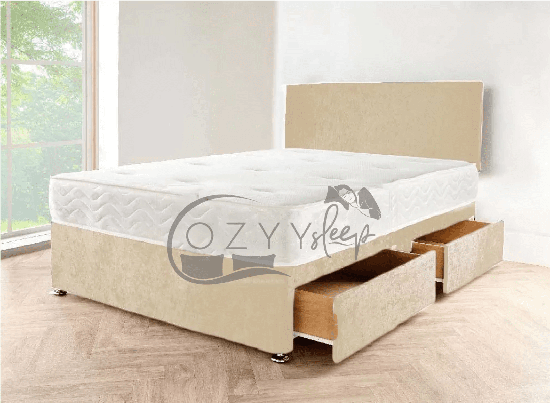 champagne crushed velvet divan bed - 9