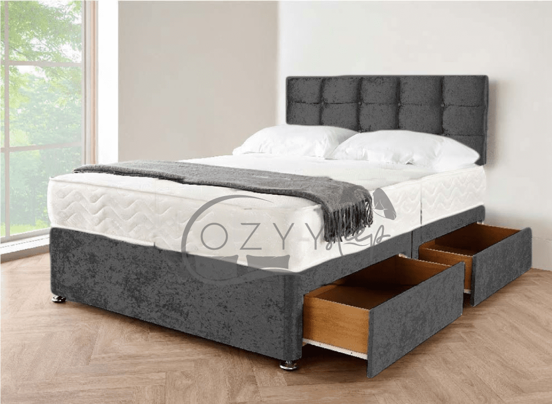 silver crushed velvet 3ft single bed - 4