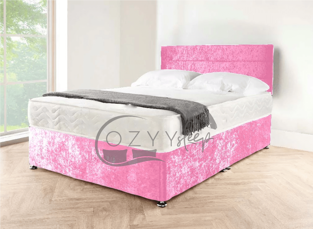 modern crushed velvet divan beds featuring convenient drawers - 8