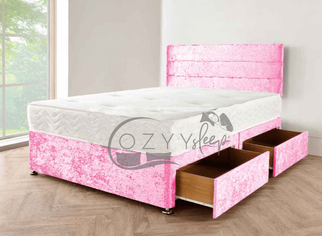 crushed velvet silver divan bed set sale - 7