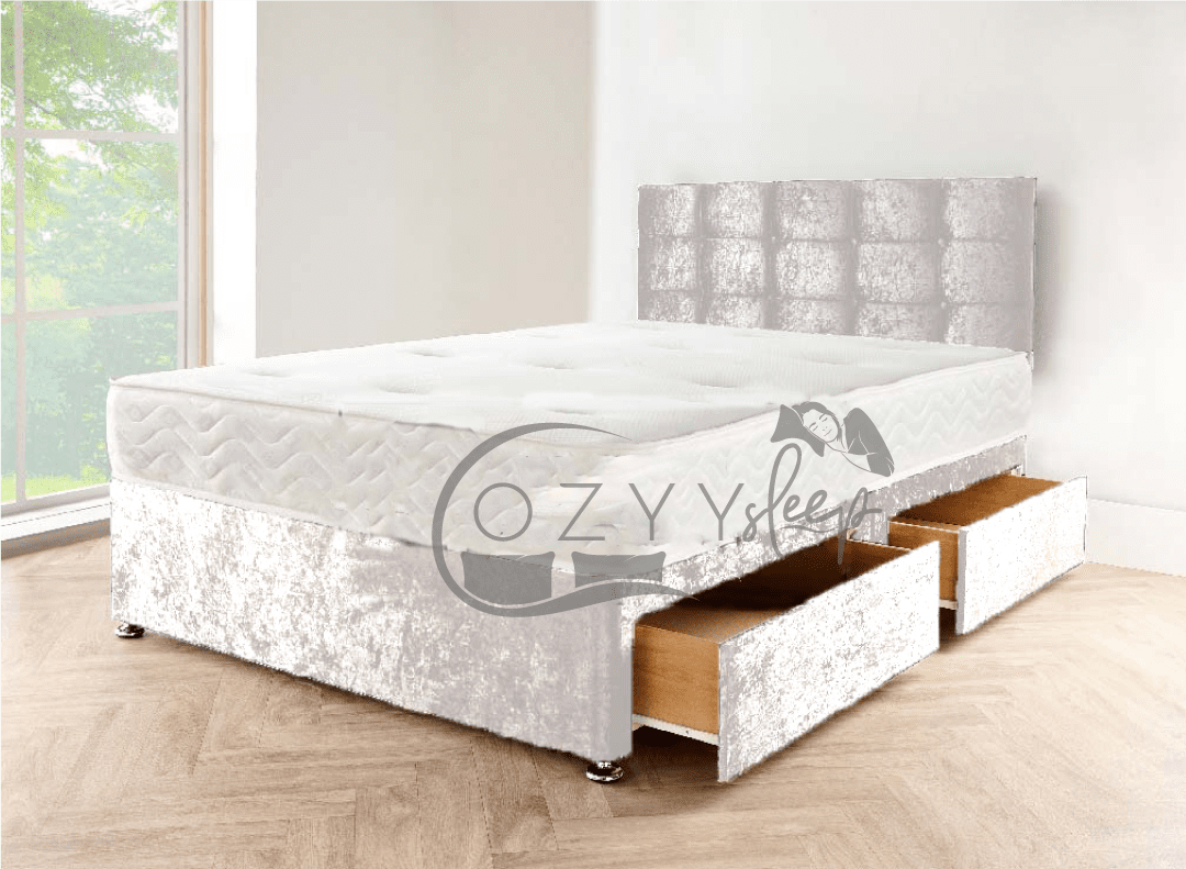 black crushed velvet divan bed set - 7