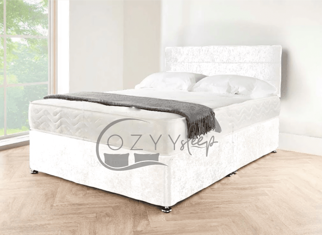 modern crushed velvet divan beds featuring convenient drawers - 9