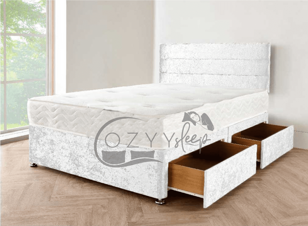 crushed velvet silver divan bed set sale - 8