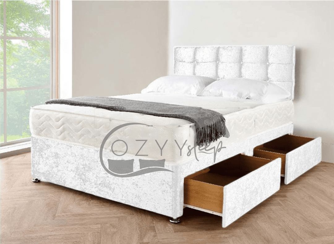 silver crushed velvet 3ft single bed - 9