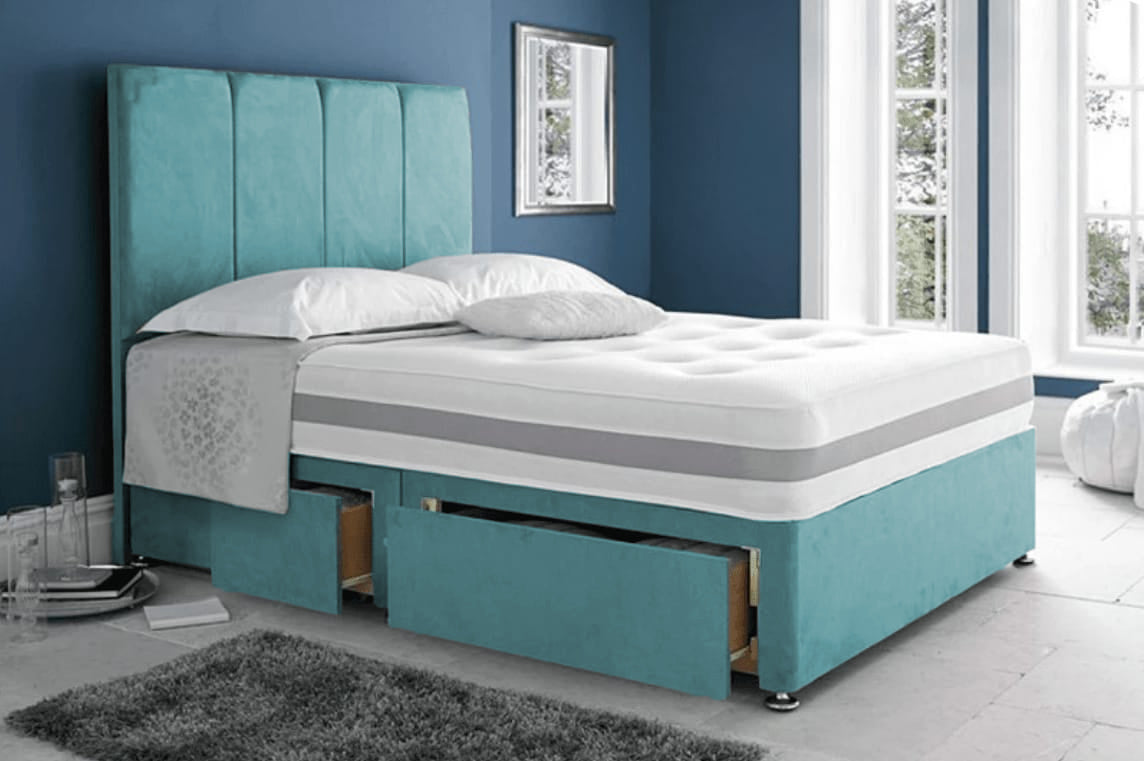 royal suede grey divan bed set sale - 6