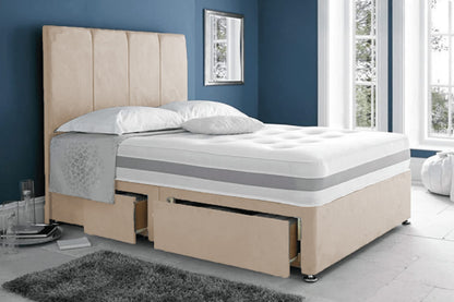 royal suede grey divan bed set sale - 2