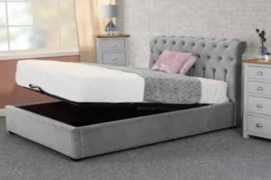 chesterfield sleigh upholstered ottoman bed - 0