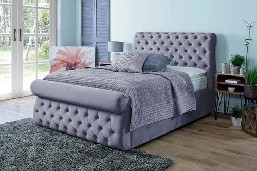 azzurra chesterfield grey sleigh bed king