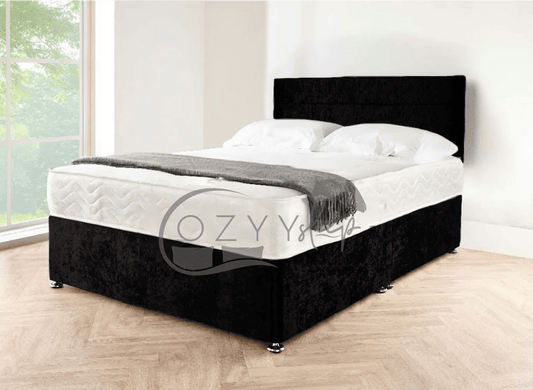 modern crushed velvet divan beds featuring convenient drawers - 2