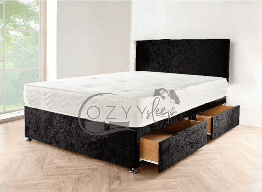 charcoal chenille divan storage bed set - 2