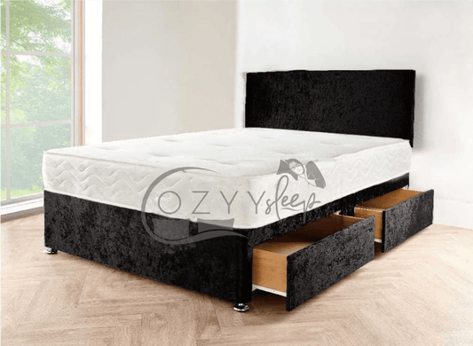 champagne crushed velvet divan bed - 3