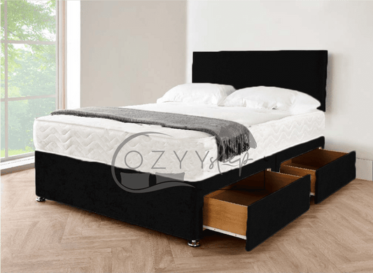modern divan silver crushed velvet bed set - 2