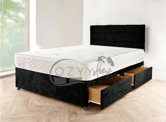 exquisite giulietta crushed velvet black divan bed set - 0