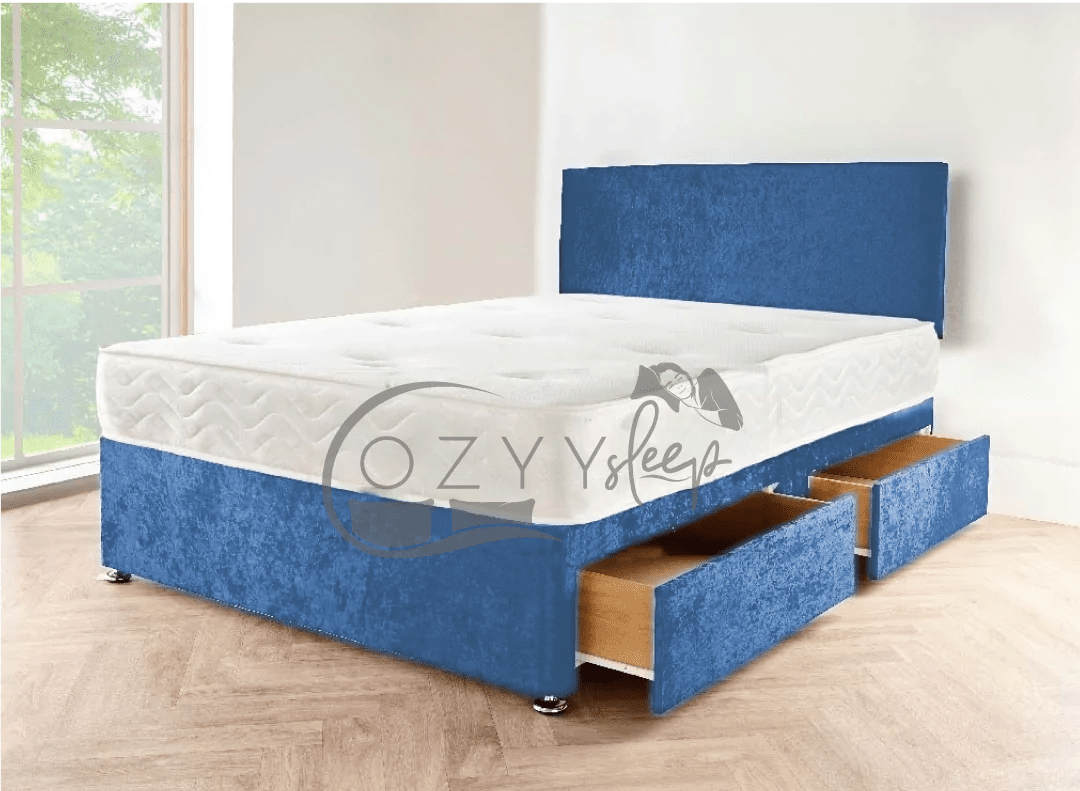 charcoal chenille divan storage bed set - 3