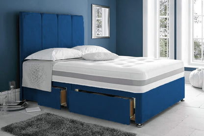 royal suede grey divan bed set sale - 5