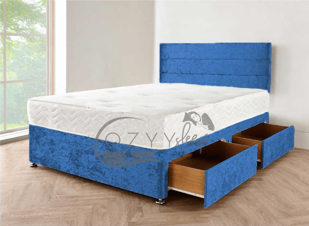 crushed velvet silver divan bed set sale - 4