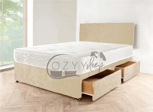 champagne crushed velvet divan bed - 1