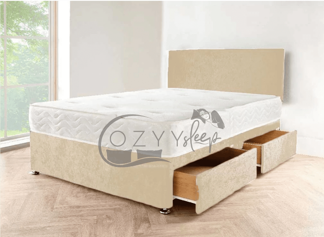 charcoal chenille divan storage bed set - 4