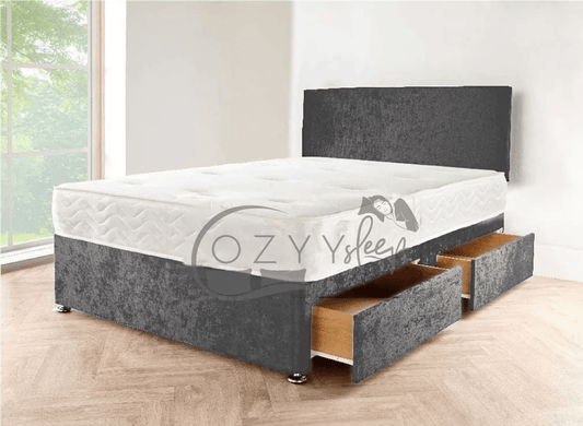 black crushed velvet divan bed - 5