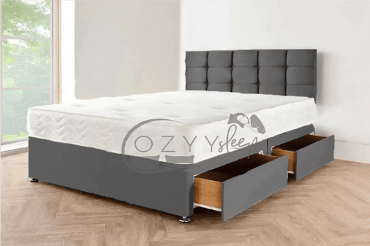 cozysleep dark grey suede divan bed set - 0