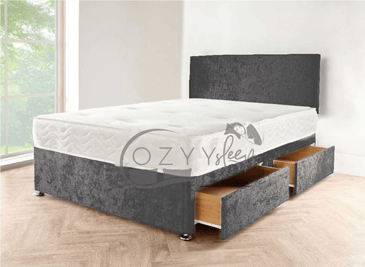 champagne crushed velvet divan bed - 5