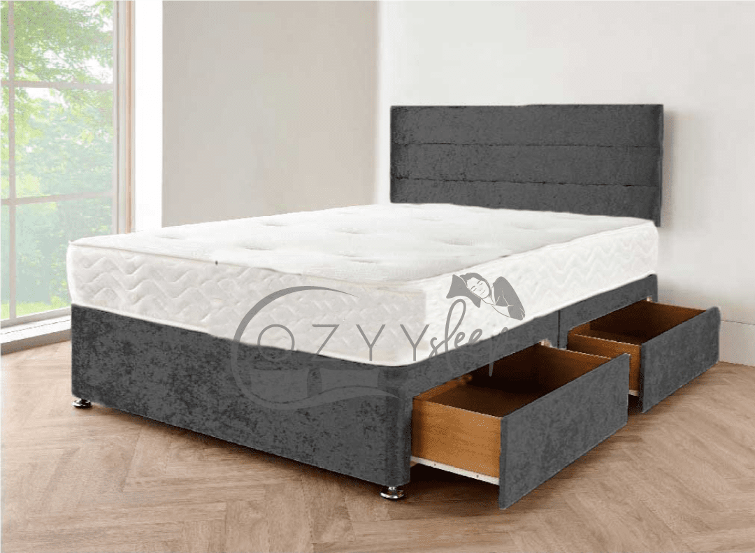 crushed velvet silver divan bed set sale - 5