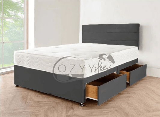 cozyysleep suede 4ft6 grey double bed - 0