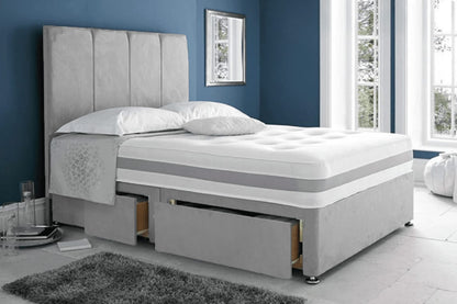 royal suede grey divan bed set sale - 1