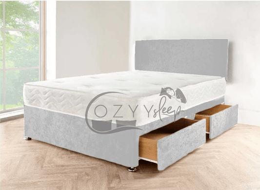 charcoal chenille divan storage bed set - 0