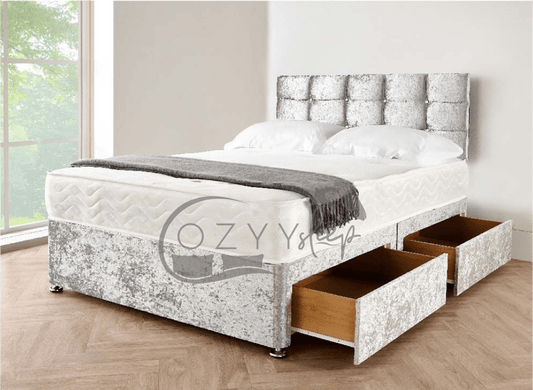 silver crushed velvet 3ft single bed - 0