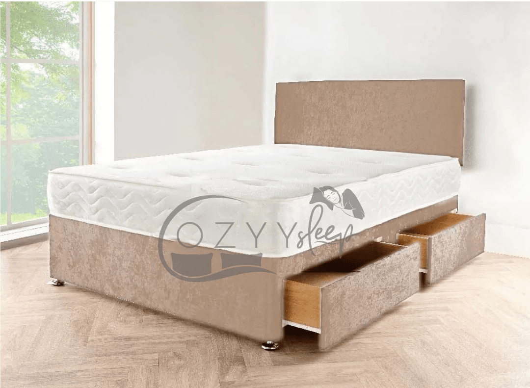 charcoal chenille divan storage bed set - 6