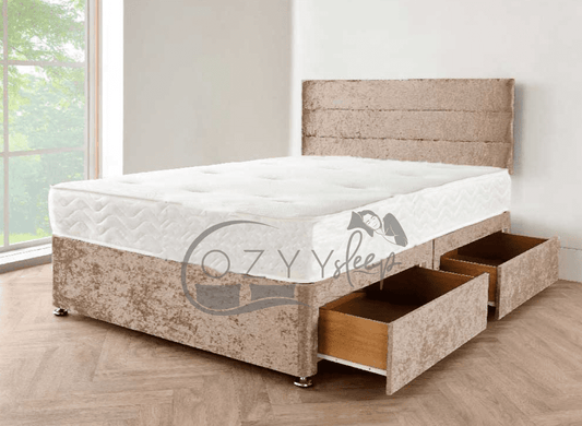 crushed velvet silver divan bed set sale - 1