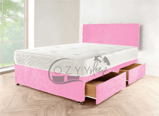 champagne crushed velvet divan bed - 0