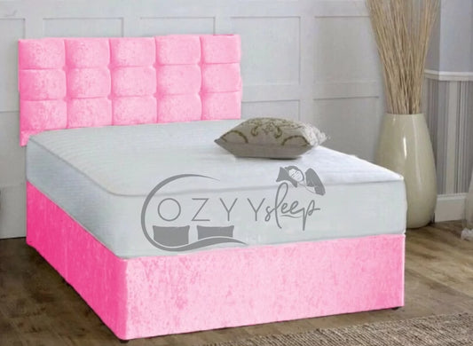 cozyysleep cream crushed velvet single divan bed - 6