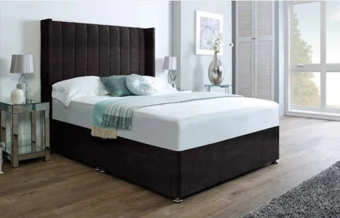 cream milan wingback panel divan bed - 0