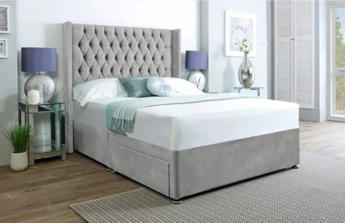 cream milan wingback panel divan bed - 4