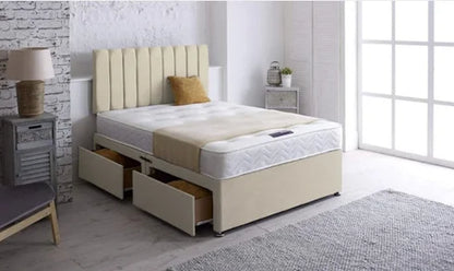 plush velvet milan panel divan bed - 0