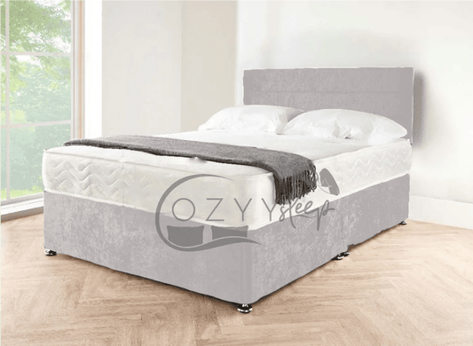 modern crushed velvet divan beds featuring convenient drawers - 0