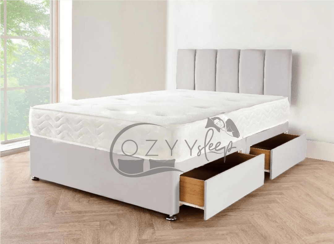 Gray suede bed frame deals