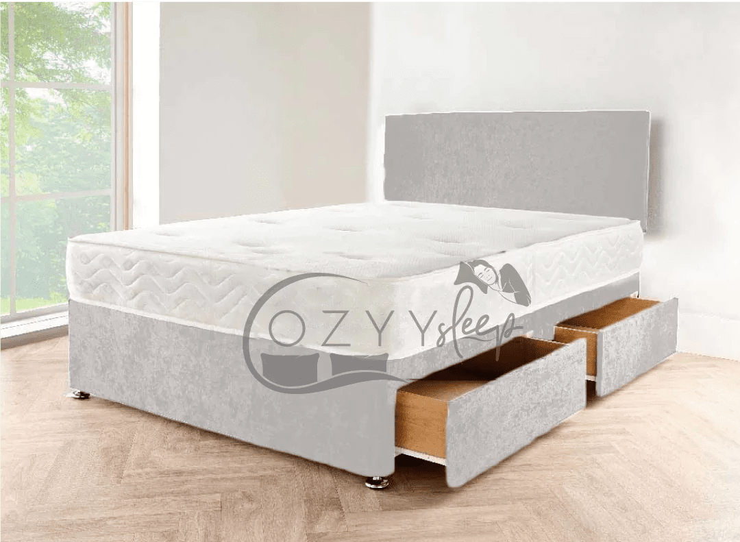 charcoal chenille divan storage bed set - 8