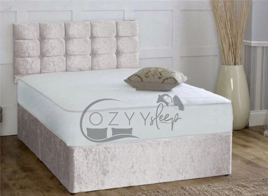 cozyysleep cream crushed velvet single divan bed - 7