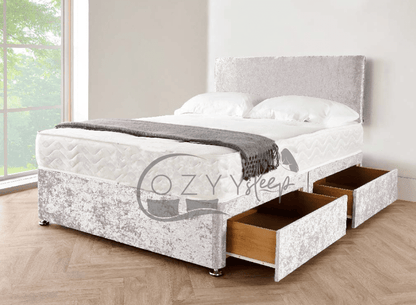 modern divan silver crushed velvet bed set - 9