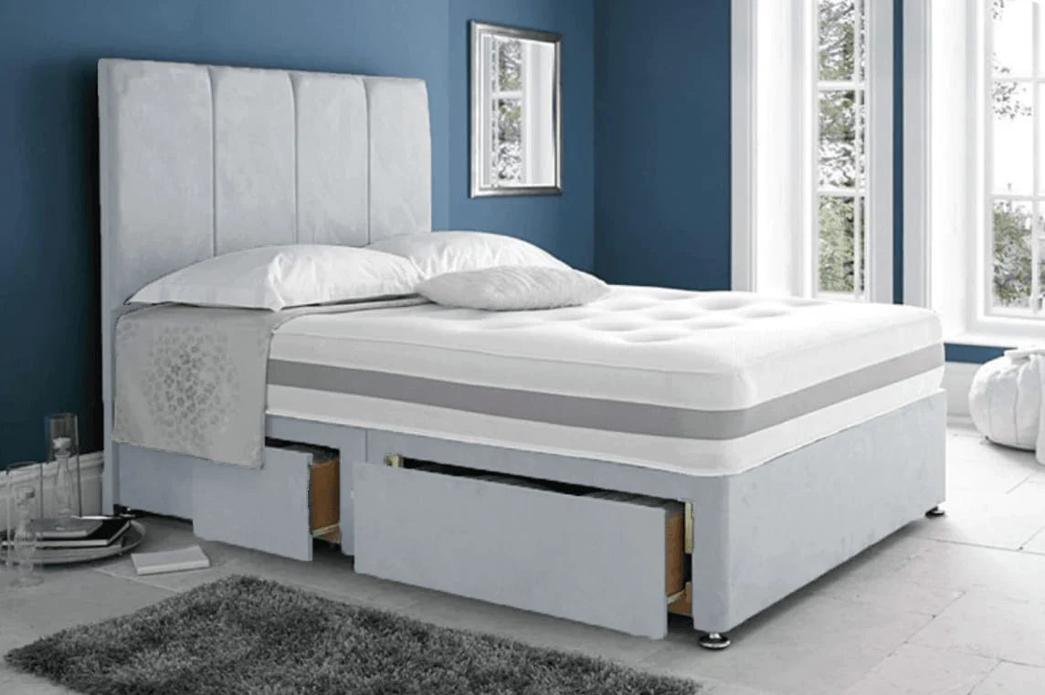 cozyysleep royal suede grey divan bed set - 10